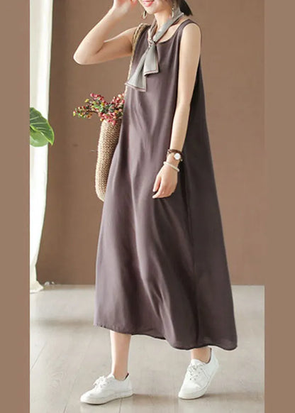 Dark Chocolate Cotton Vacation Spaghetti Strap Dresses Summer
