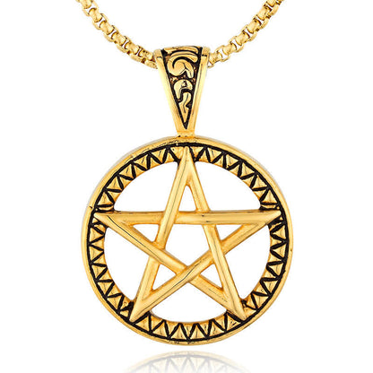 Pentagram Titanium Steel Balance Necklace for Spiritual Calming