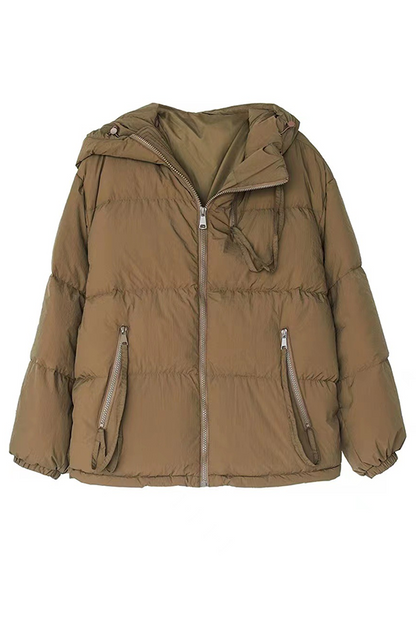 - Winter Color Hooded Short Down Jacket
