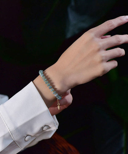 Boutique Blue 14k Gold Agate Chain Bracelet