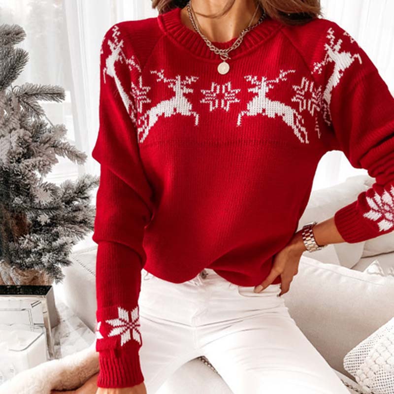 Christmas Knit Sweater with Classic Print
