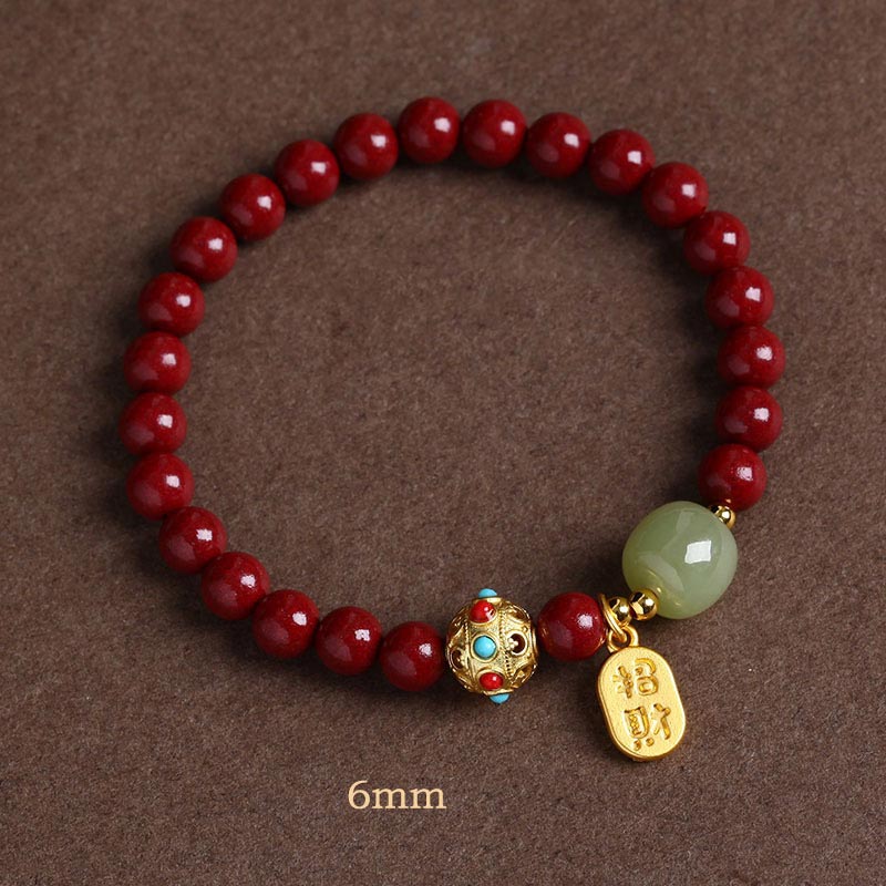 Cinnabar and Green Aventurine Charm Bracelet 8mm