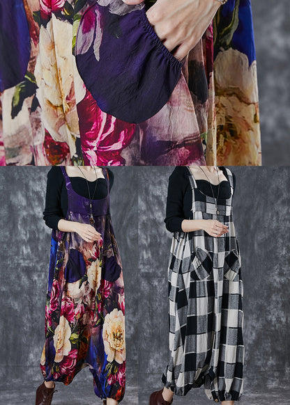 Unique Oversized Print Cotton Overalls Jumpsuit Spring
