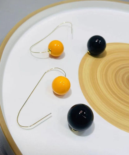 Colorblock Copper Resin Ball Hoop Earrings