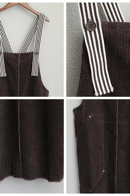 Loose Corduroy Strap Dresses Autumn Outfits