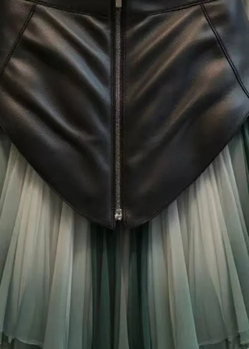 Gradient Color Wrinkled Tulle Patchwork Skirts Spring