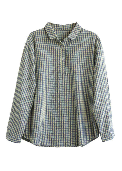 Blue Peter Pan Collar Cotton Top Spring