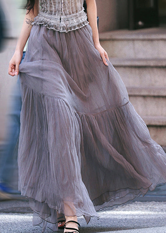 Unique Grey Tie Dye Tulle a Line Skirts