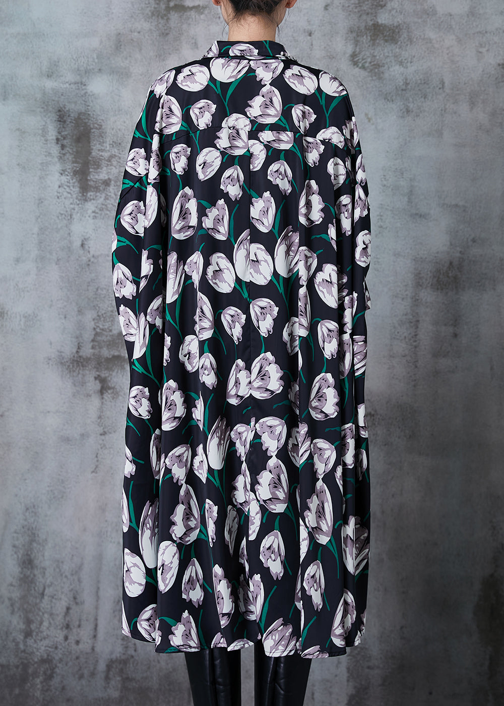 Diy Black Sequins Print Low High Design Cotton Shirt Tops Fall