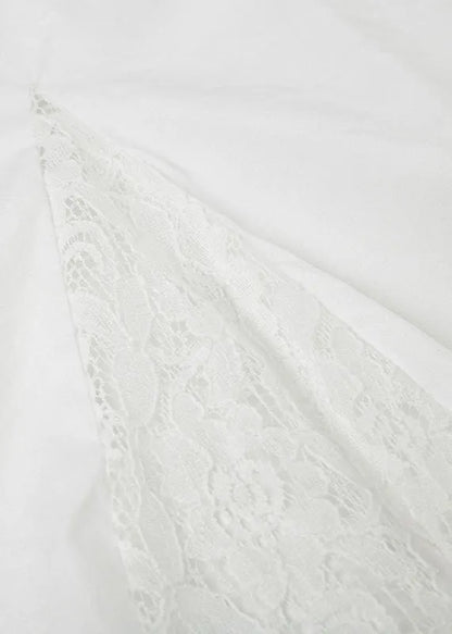 White Asymmetrical Lace Patchwork Skirts Summer