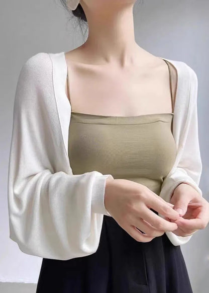Handmade White O-neck Ice Silk Knit Cardigans Spring