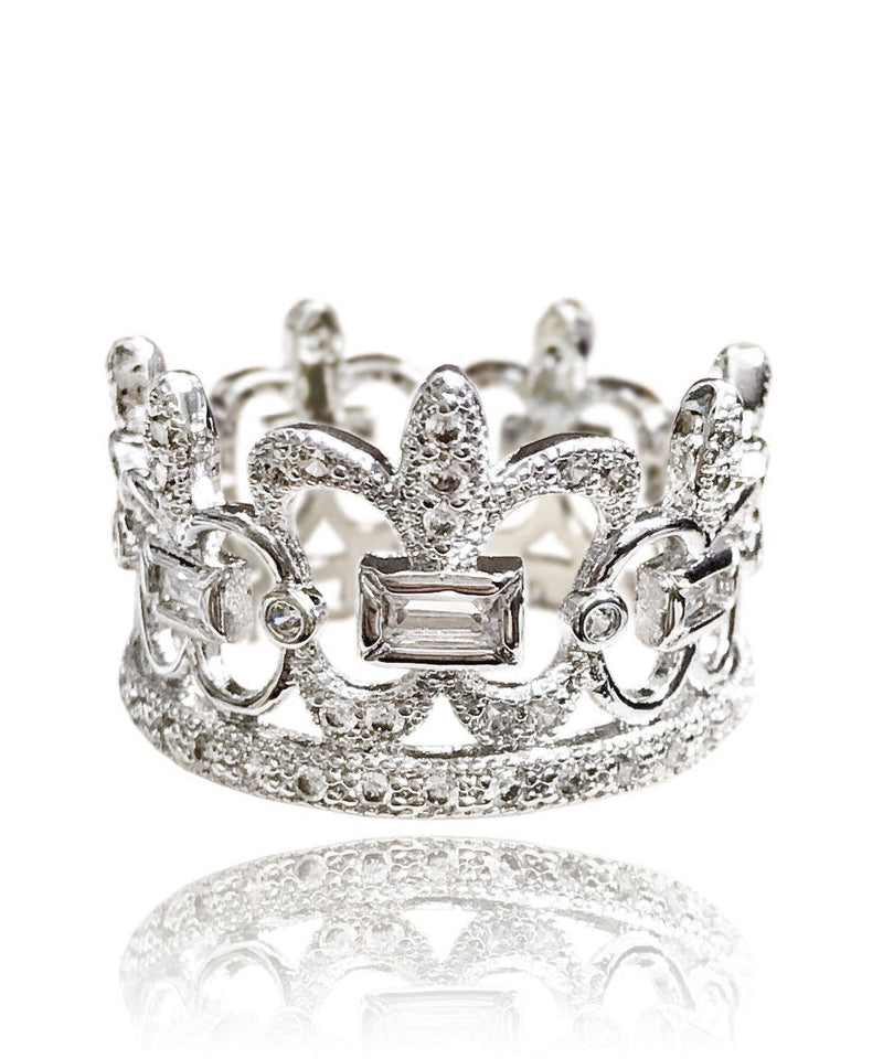 Diy Silk Alloy Zircon Hollow Out Crown Rings