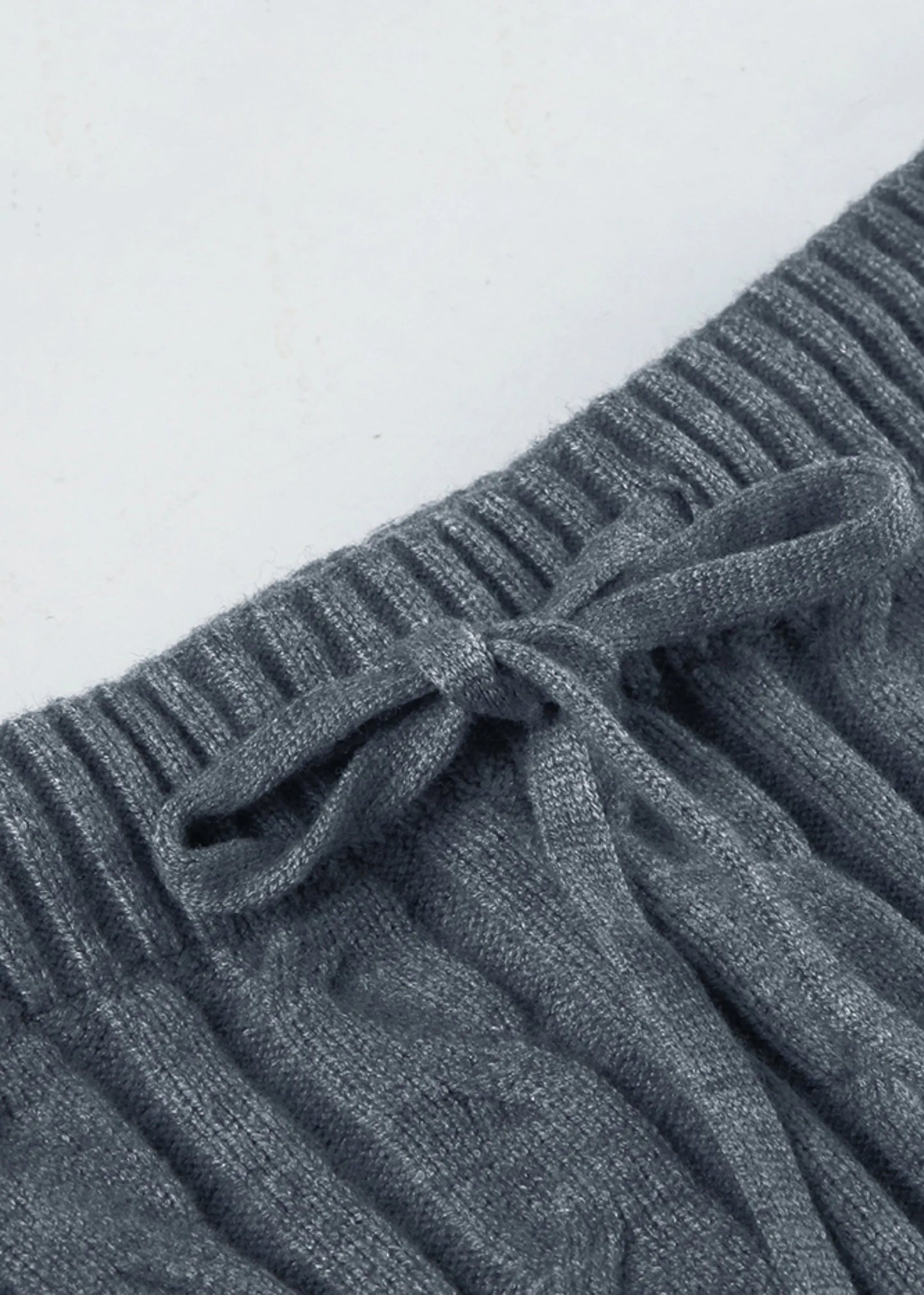 Grey Tie Waist Knit Wraped Skirts Spring