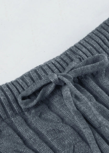 Grey Tie Waist Knit Wraped Skirts Spring