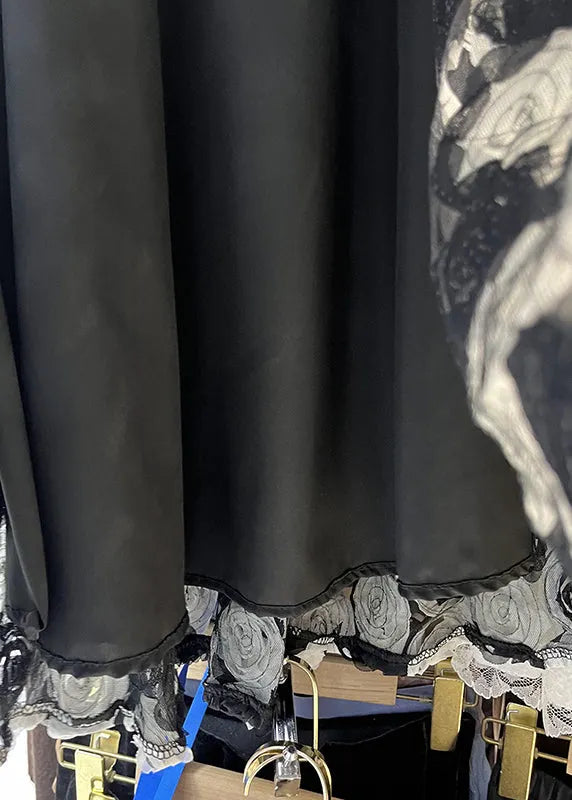 Black High Waist Tulle Maxi Skirt Spring