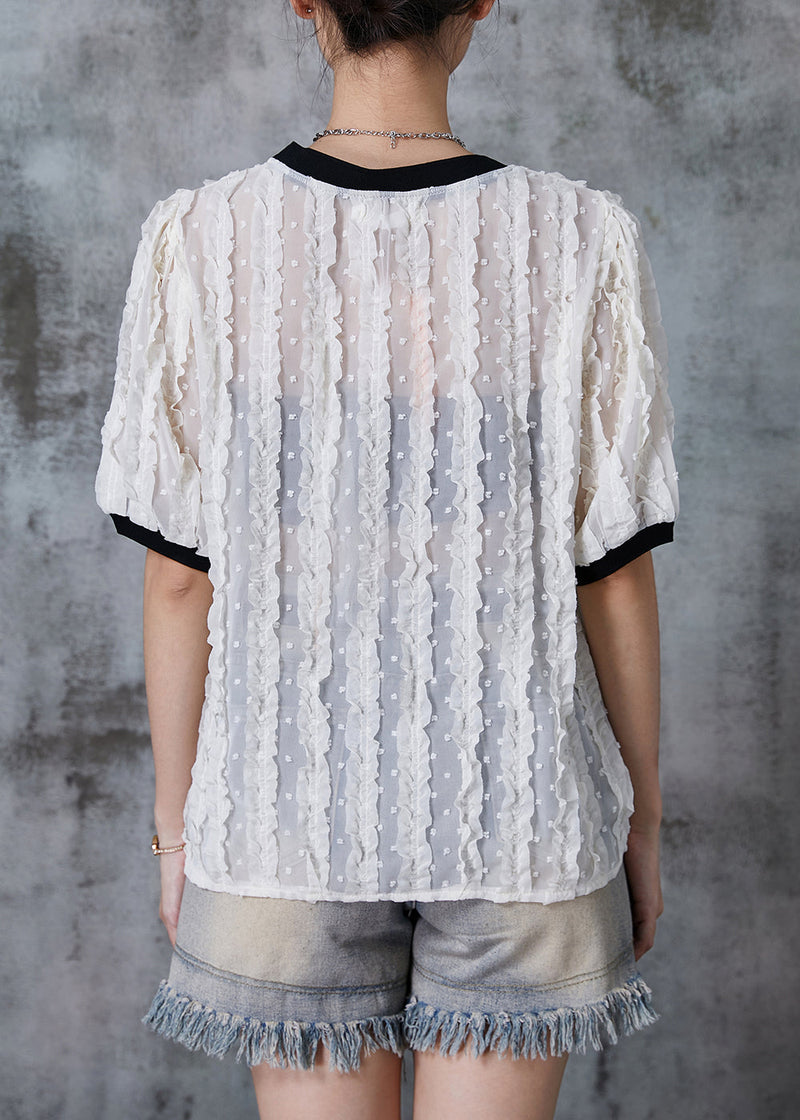 White Ruffled Spandex Tank Tops Summer