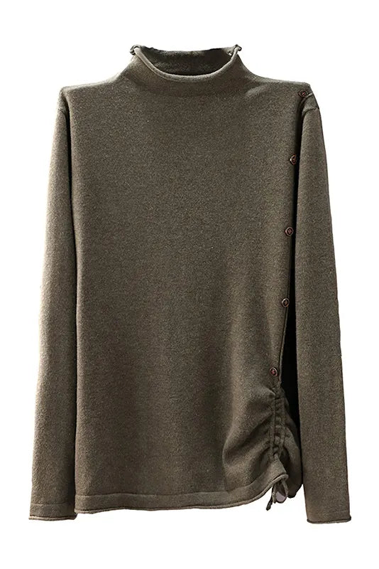 Retro Half High Neck Bottoming Shirt Loose Color Sweater