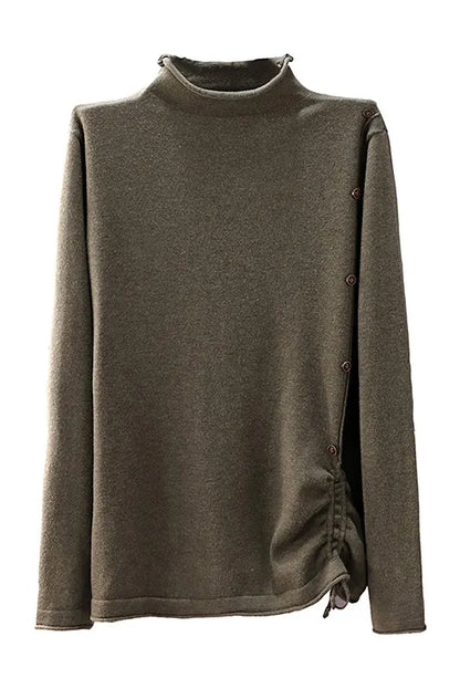 Retro Half High Neck Bottoming Shirt Loose Color Sweater
