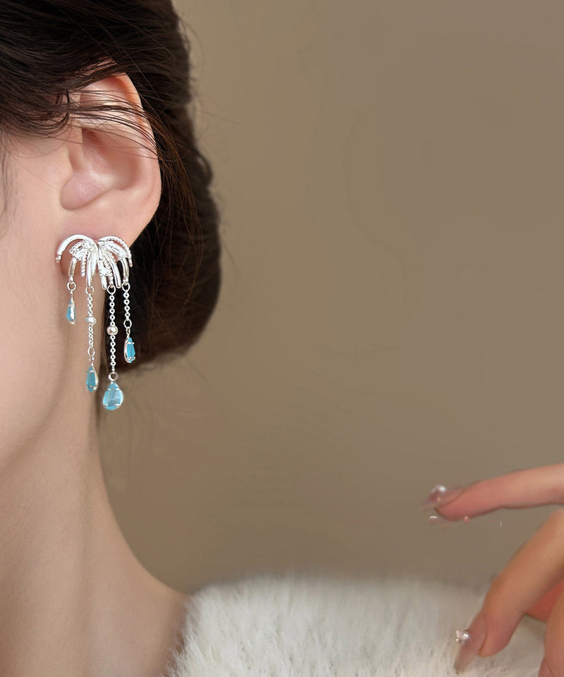 Vogue Blue Copper Alloy Water Drop Fireworks Drop Earrings