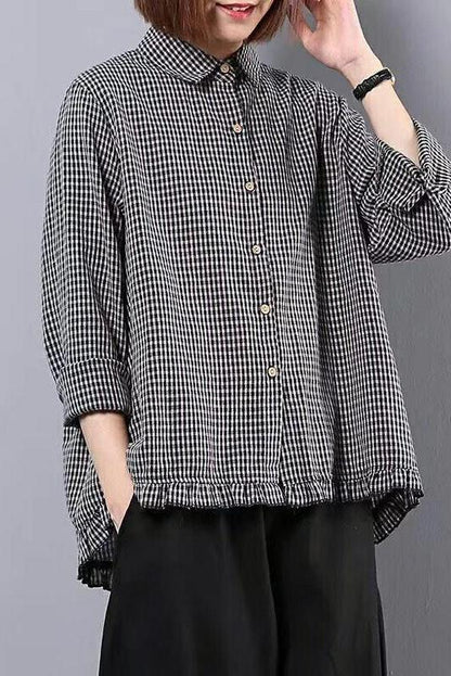 Limited Stock- Plaid Hand-made Linen Cotton Loose Shirt