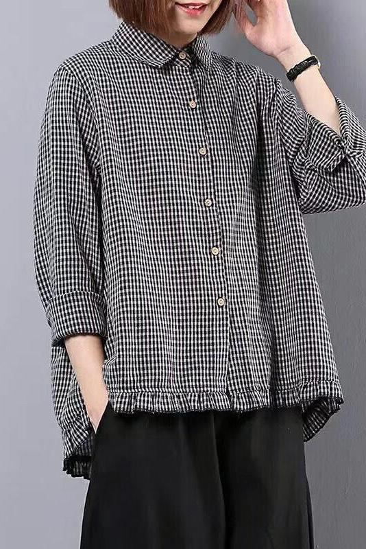 Limited Stock- Plaid Hand-made Linen Cotton Loose Shirt
