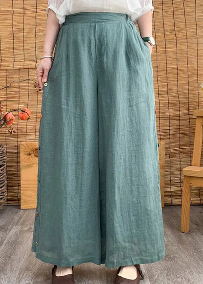 Aqua High Waist Linen Long Pants
