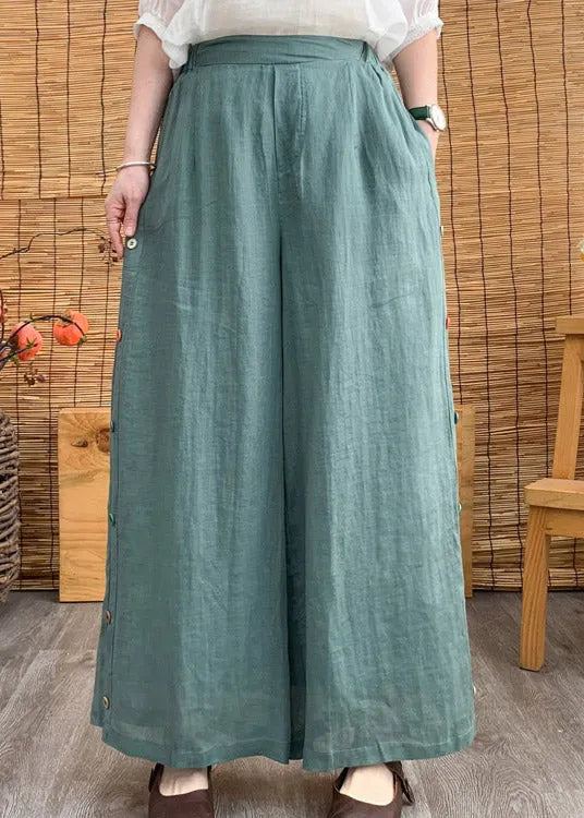 Aqua High Waist Linen Long Pants