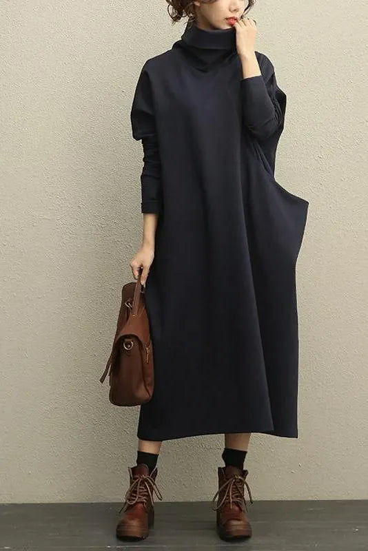 High Neck Thicken Knitted Winter Maxi Dresses