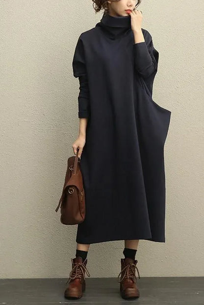 High Neck Thicken Knitted Winter Maxi Dresses