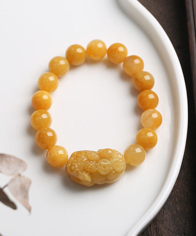 Yellow Jade a Mythical Wild Animal Beaded Bracelet