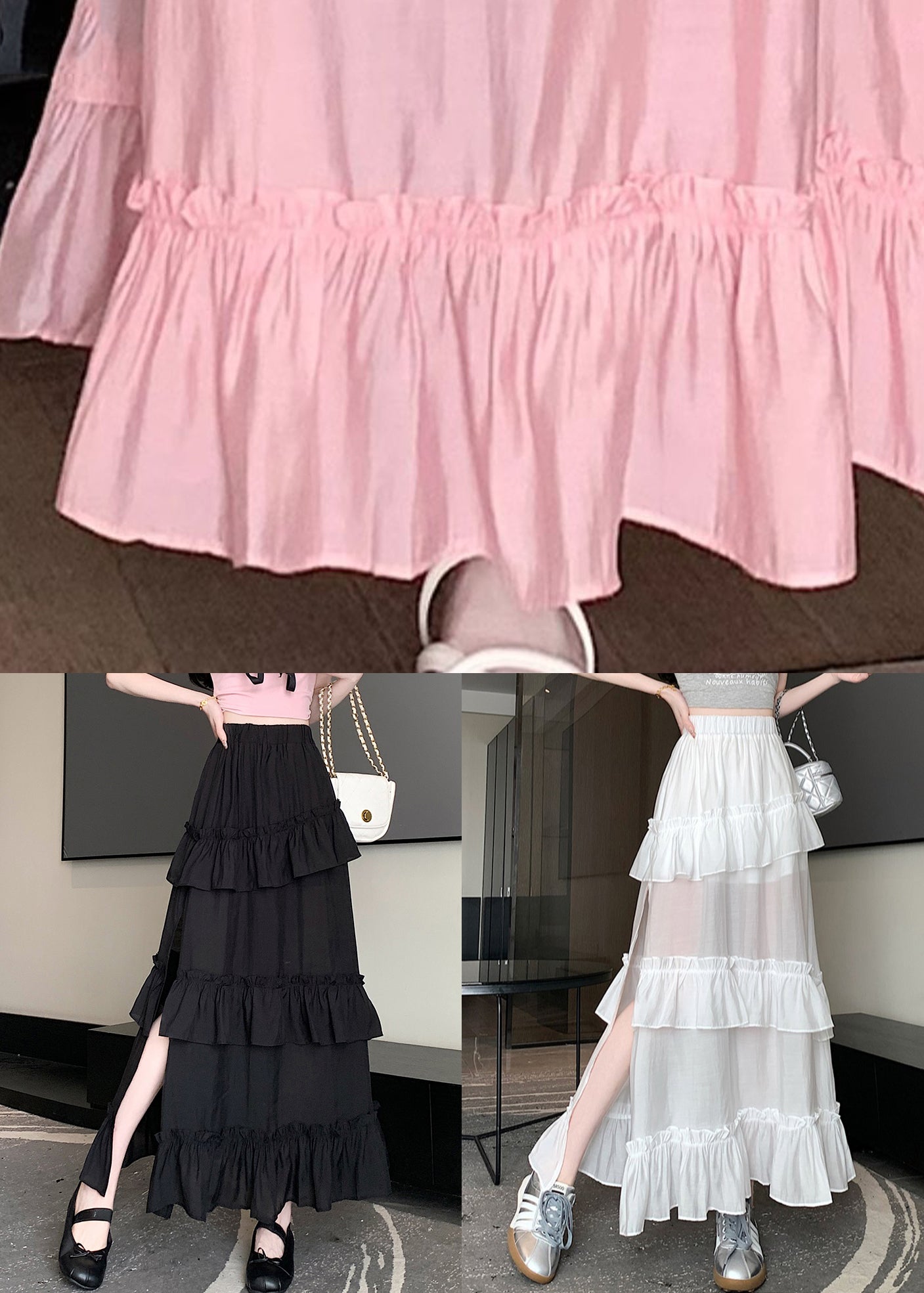 White Side Open Cotton Summer Skirts