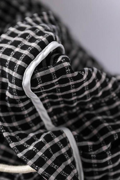 Cotton Linen Plaid Cinched Pocket Pants