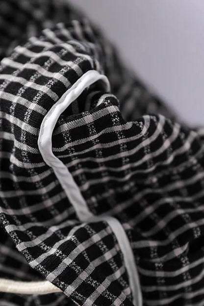 Cotton Linen Plaid Cinched Pocket Pants