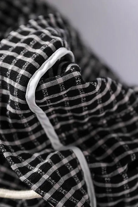 Cotton Linen Plaid Cinched Pocket Pants