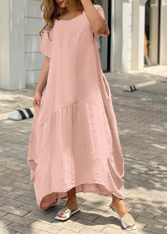 White O Neck Patchwork Cotton Long Dress Summer