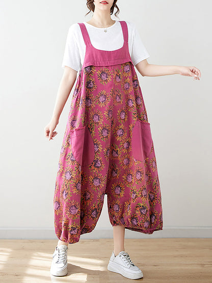 Summer Artsy Spliced Loose Jumpsuits
