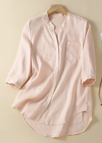 Pink Button Cotton Shirt Half Sleeve