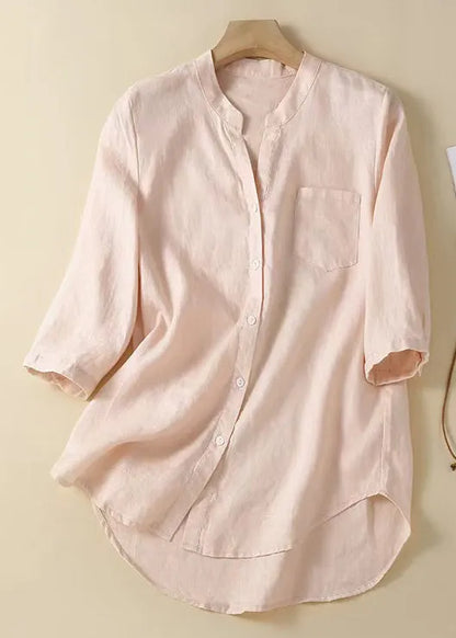 Pink Button Cotton Shirt Half Sleeve