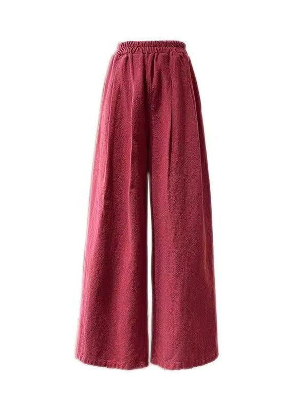 Mulberry Pockets Elastic Waist Cotton Wide Leg Pants Summer