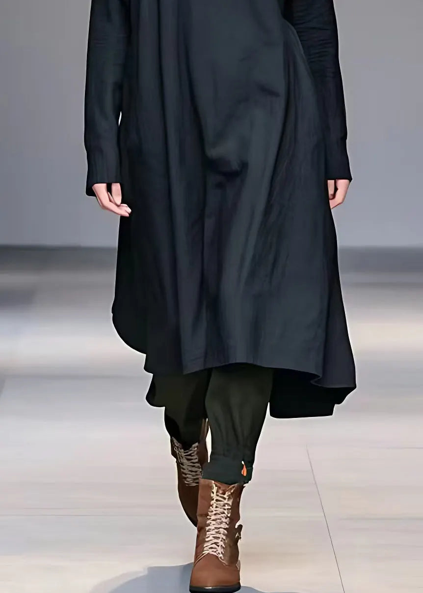 Black Turtleneck Fake Two Pieces Holiday Long Dress Long Sleeve