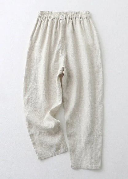 Loose Orange Embroidered Elastic Waist Cotton Harem Pants Summer