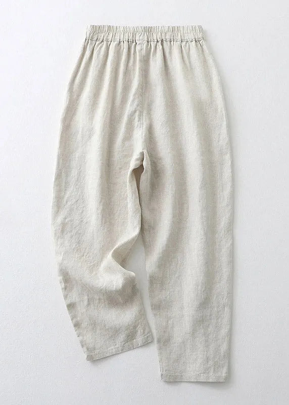 Loose Orange Embroidered Elastic Waist Cotton Harem Pants Summer