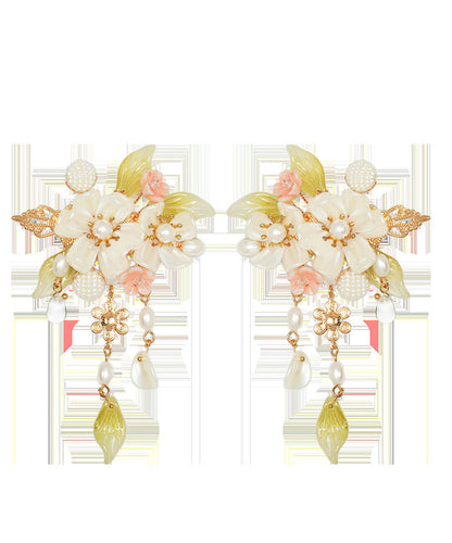 Alloy Pearl Cherry Blossom Tassel a Pair Hairpin