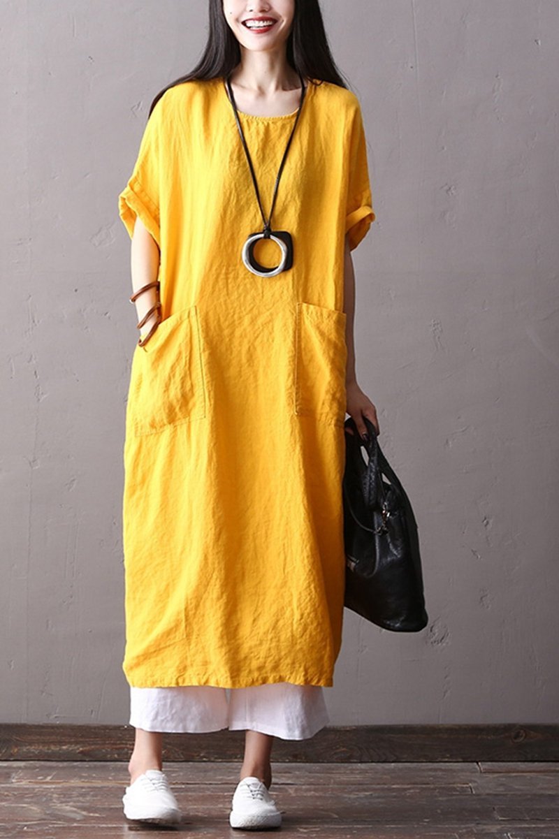 Cotton Linen Maxi Dresses Loose Clothes