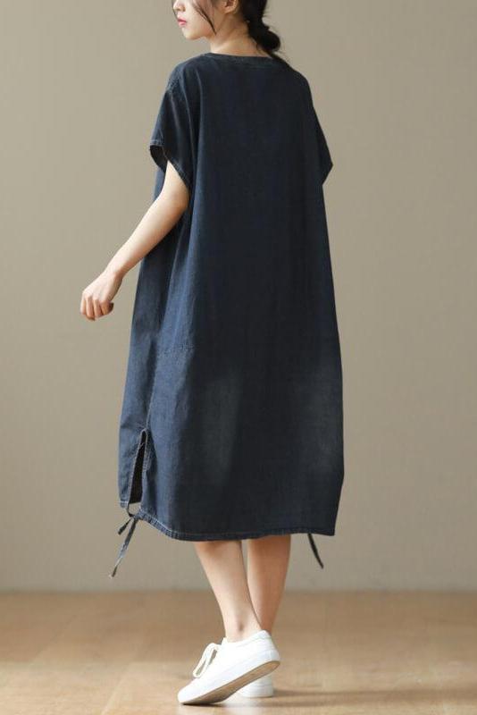 V-neck Lace-up Midi Short Sleeve Dress