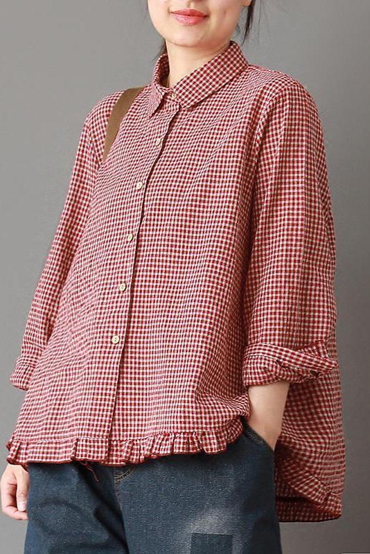 Limited Stock- Plaid Hand-made Linen Cotton Loose Shirt