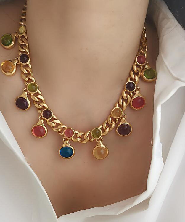 Rainbow Copper Overgild Coloured Glaze Princess Necklace