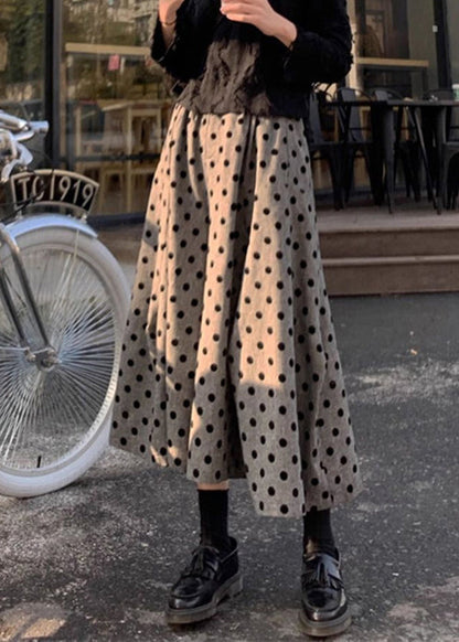 New Grey Dot Elastic Waist Cotton Wide Leg Pants Summer