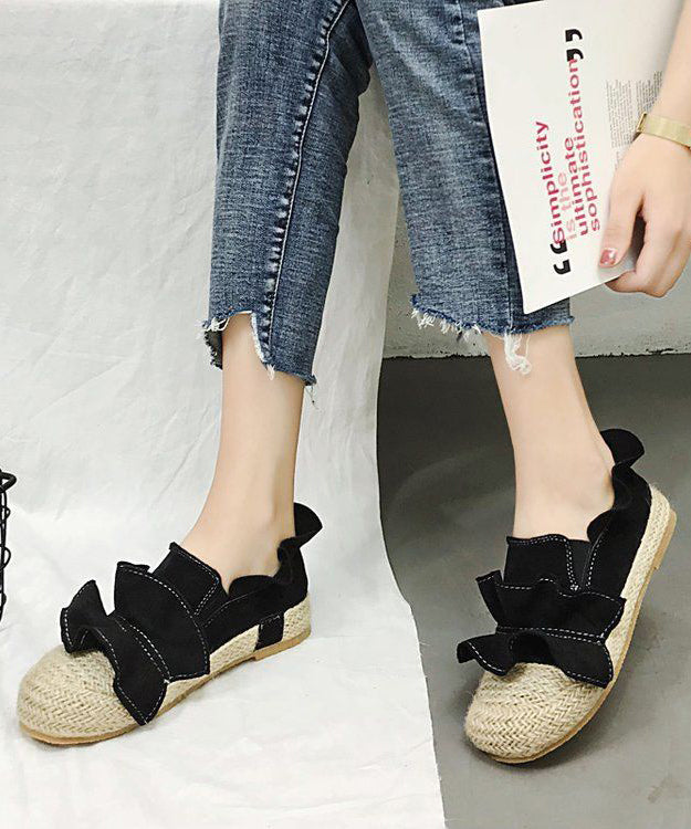 Brown Ruffled Splicing Versatile Flat Feet Shoes