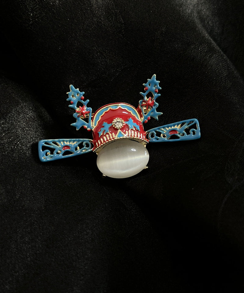 Blue Jade Enamel Champion Hat Brooches